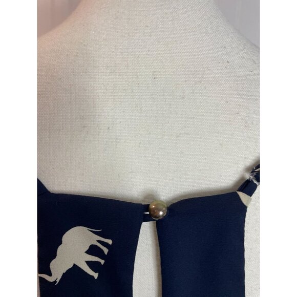 Everly Navy Sleeveless Dress With Elephant Print & Adjustable Straps Size S - Picture 8 of 13